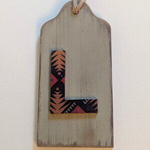 NWT Rustic Letter 'L' Wood Sign Farmhouse Zig Zag Michael's Fall Home Wall Decor